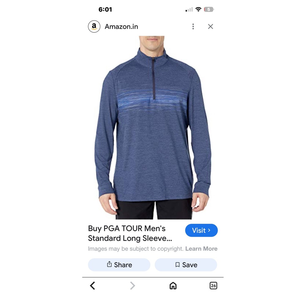 Pro Tour Men's‎ Performance Quarter Zip Long Sleeve Golf Shirt Blue XL Heathered
